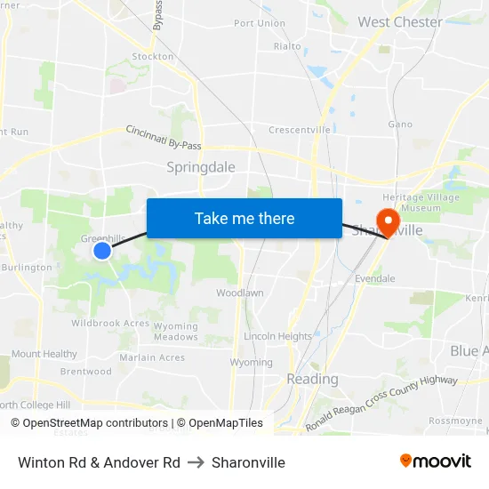 Winton Rd & Andover Rd to Sharonville map