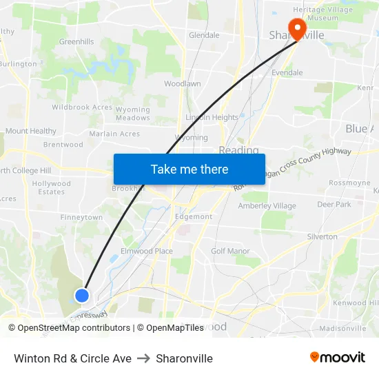 Winton Rd & Circle Ave to Sharonville map