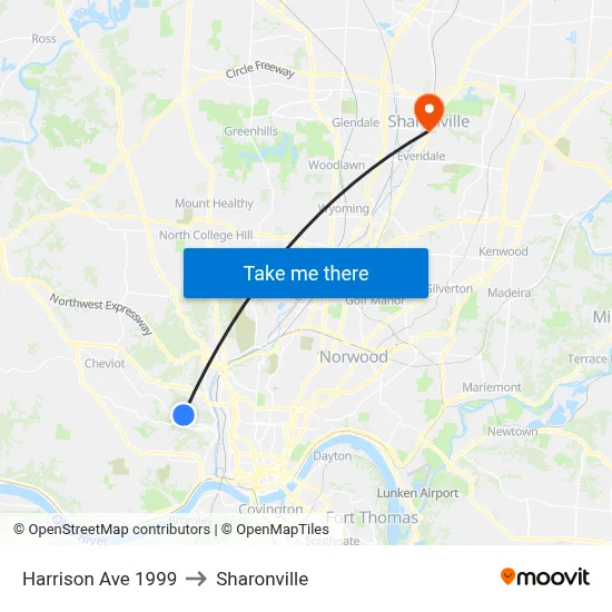 Harrison Ave 1999 to Sharonville map