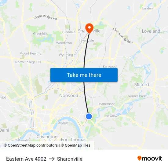 Eastern Ave 4902 to Sharonville map