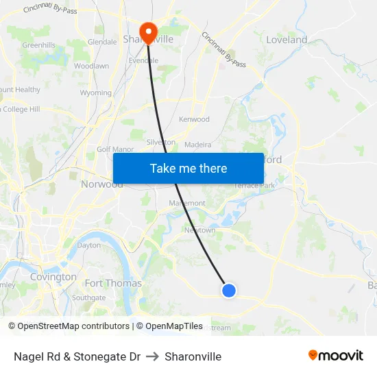 Nagel Rd & Stonegate Dr to Sharonville map
