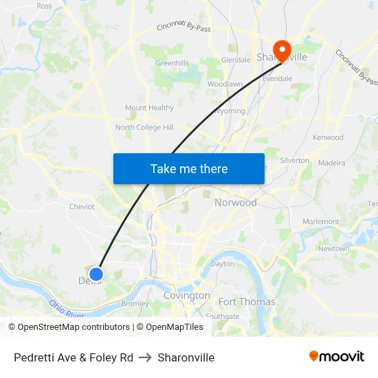Pedretti Ave & Foley Rd to Sharonville map