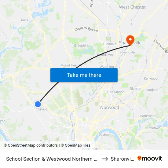 School Section & Westwood Northern Blvd to Sharonville map
