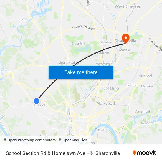 School Section Rd & Homelawn Ave to Sharonville map