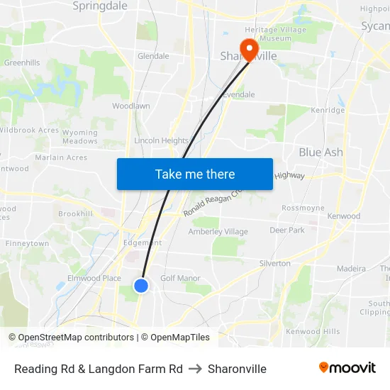 Reading Rd & Langdon Farm Rd to Sharonville map