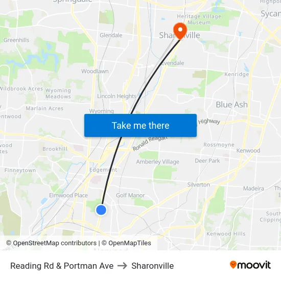 Reading Rd & Portman Ave to Sharonville map