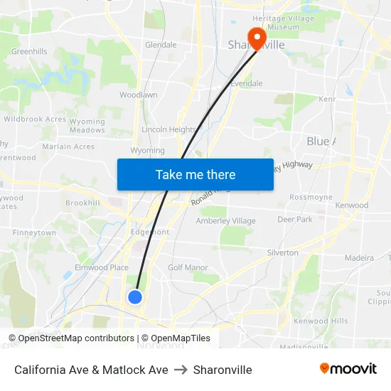 California Ave & Matlock Ave to Sharonville map