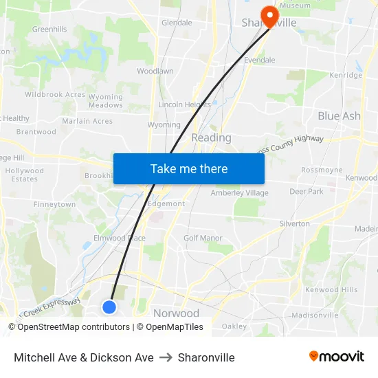 Mitchell Ave & Dickson Ave to Sharonville map