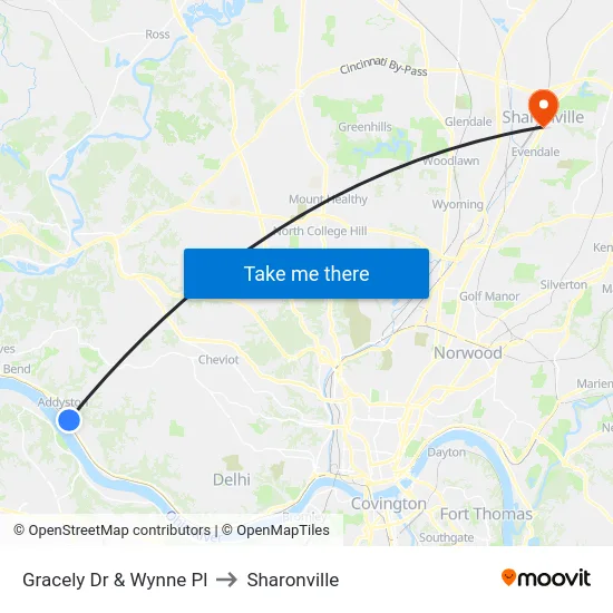 Gracely Dr & Wynne Pl to Sharonville map
