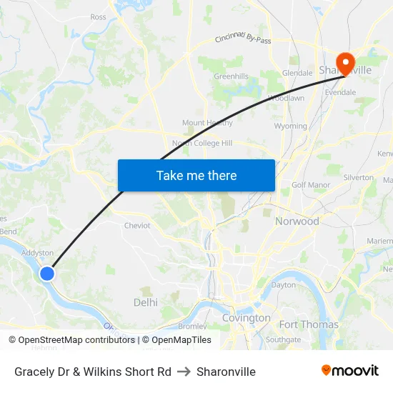 Gracely Dr & Wilkins Short Rd to Sharonville map