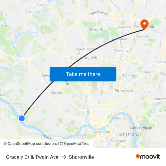 Gracely Dr & Twain Ave to Sharonville map