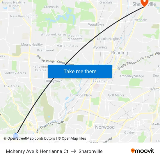 Mchenry Ave & Henrianna Ct to Sharonville map
