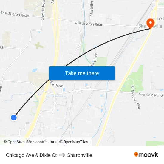 Chicago Ave & Dixie Ct to Sharonville map