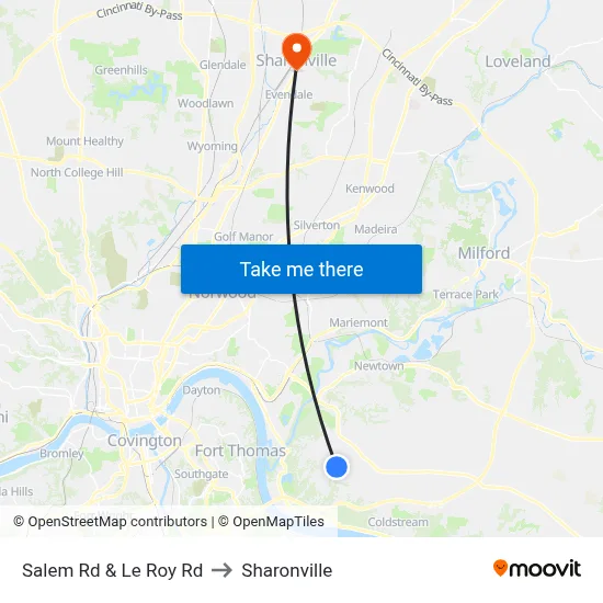 Salem Rd & Le Roy Rd to Sharonville map