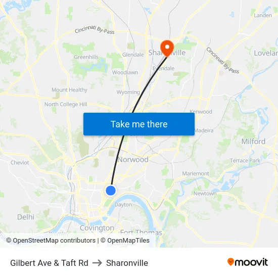 Gilbert Ave & Taft Rd to Sharonville map