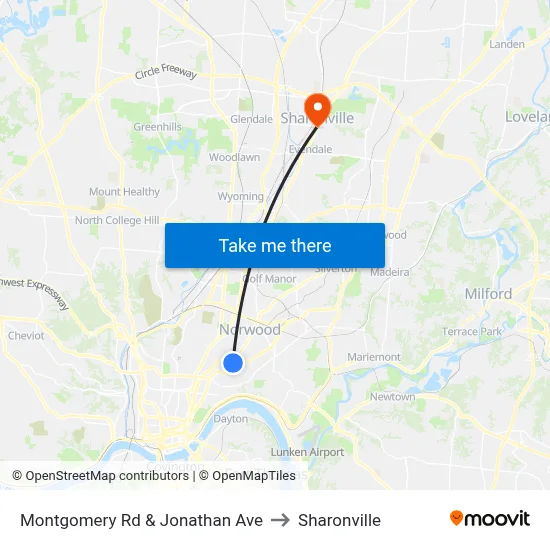 Montgomery Rd & Jonathan Ave to Sharonville map
