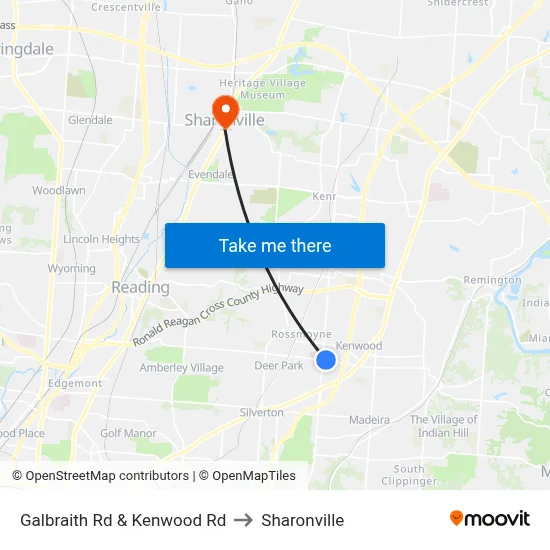 Galbraith Rd & Kenwood Rd to Sharonville map