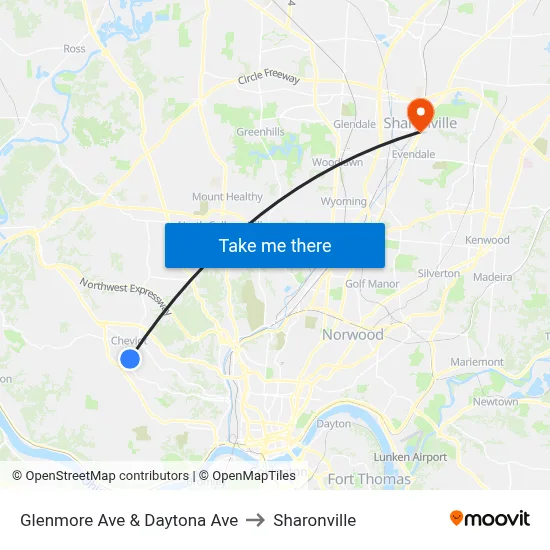 Glenmore Ave & Daytona Ave to Sharonville map