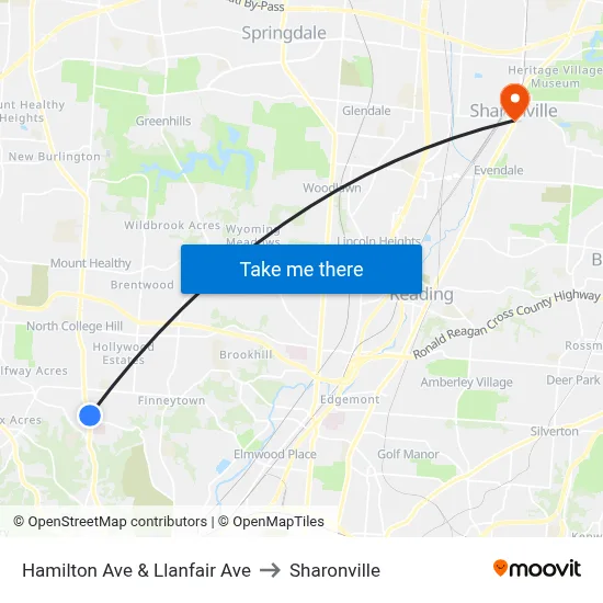 Hamilton Ave & Llanfair Ave to Sharonville map