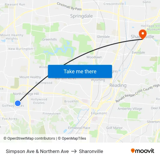 Simpson Ave & Northern Ave to Sharonville map