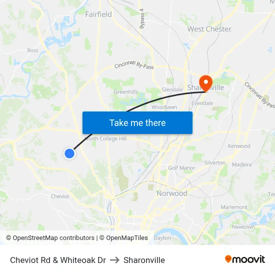 Cheviot Rd & Whiteoak Dr to Sharonville map