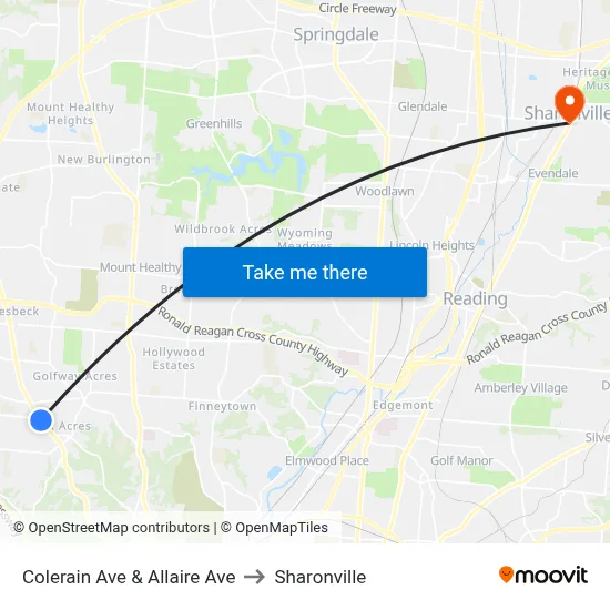 Colerain Ave & Allaire Ave to Sharonville map