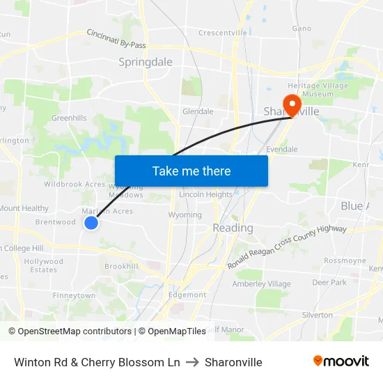 Winton Rd & Cherry Blossom Ln to Sharonville map