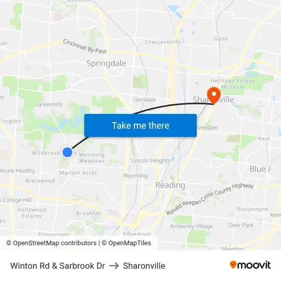 Winton Rd & Sarbrook Dr to Sharonville map