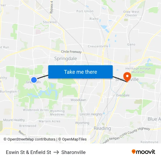 Eswin St & Enfield St to Sharonville map