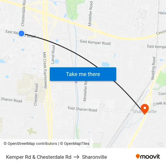 Kemper Rd & Chesterdale Rd to Sharonville map