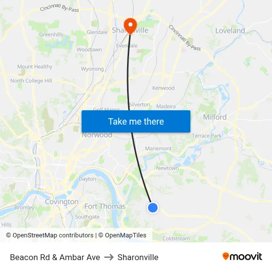 Beacon Rd & Ambar Ave to Sharonville map