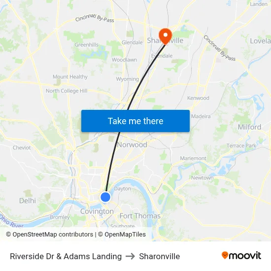 Riverside Dr & Adams Landing to Sharonville map