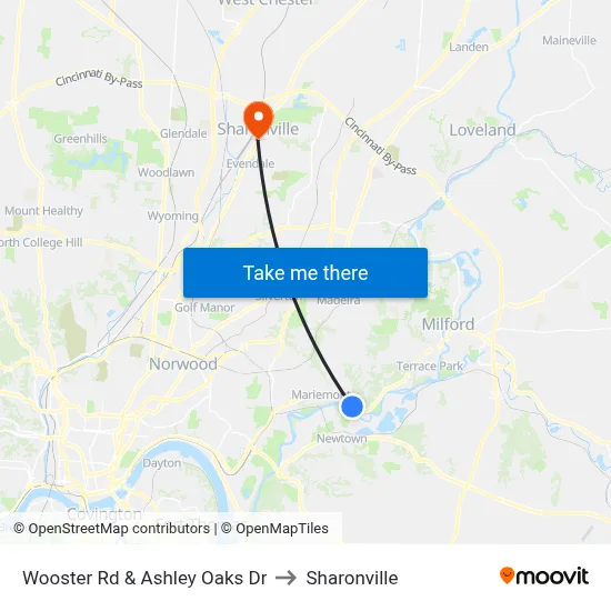 Wooster Rd & Ashley Oaks Dr to Sharonville map