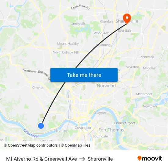 Mt Alverno Rd & Greenwell Ave to Sharonville map