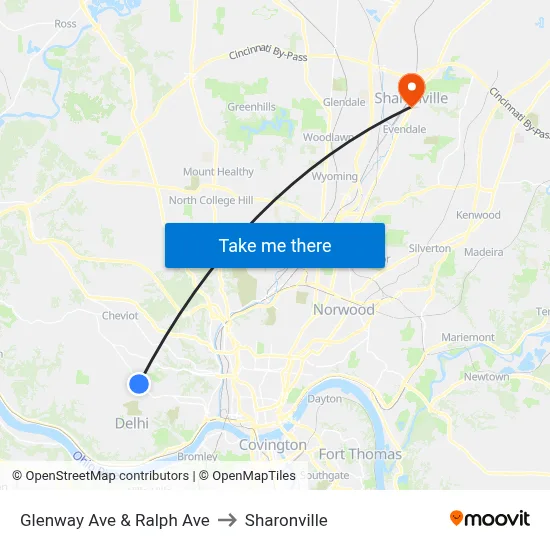 Glenway Ave & Ralph Ave to Sharonville map