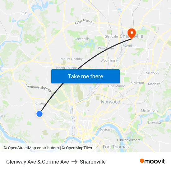 Glenway Ave & Corrine Ave to Sharonville map