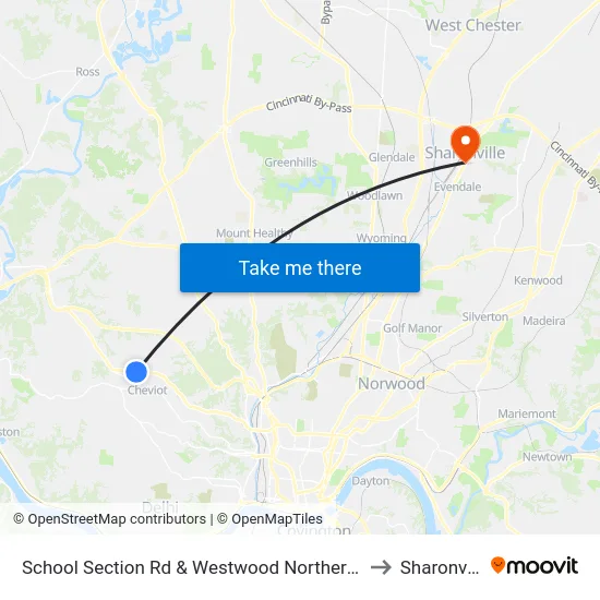 School Section Rd & Westwood Northern Blvd to Sharonville map