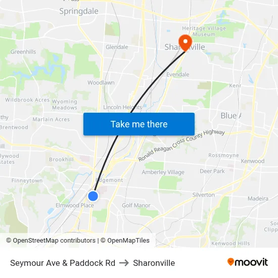Seymour Ave & Paddock Rd to Sharonville map