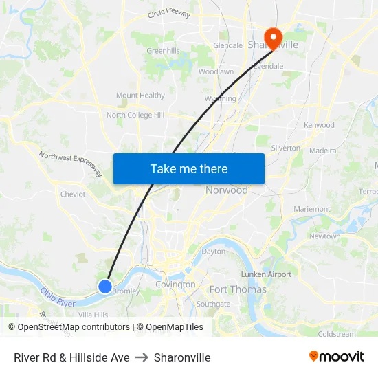 River Rd & Hillside Ave to Sharonville map