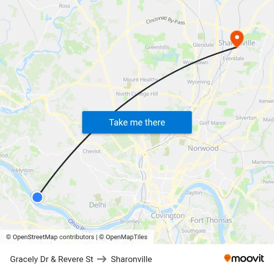 Gracely Dr & Revere St to Sharonville map