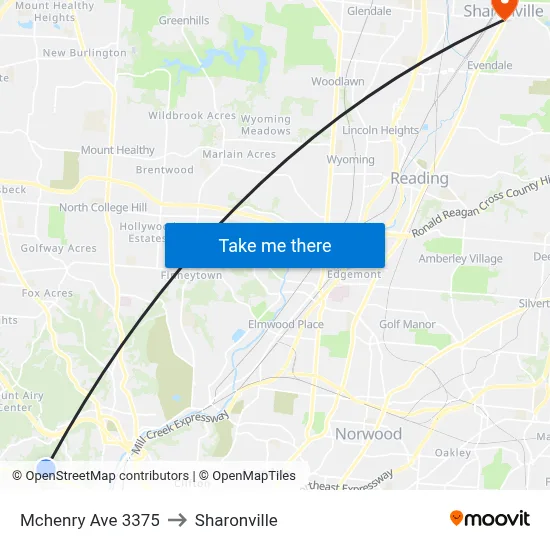 Mchenry Ave 3375 to Sharonville map