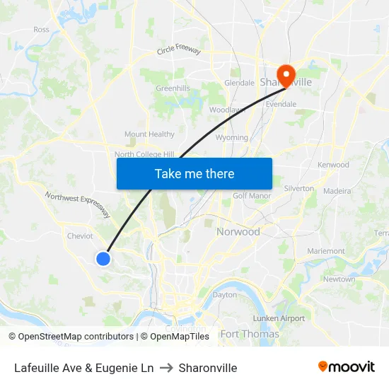 Lafeuille Ave & Eugenie Ln to Sharonville map