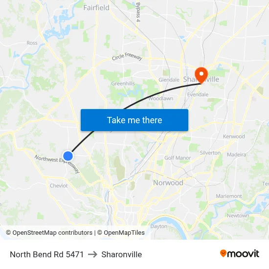North Bend Rd 5471 to Sharonville map