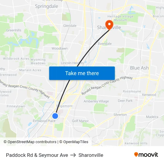 Paddock Rd & Seymour Ave to Sharonville map