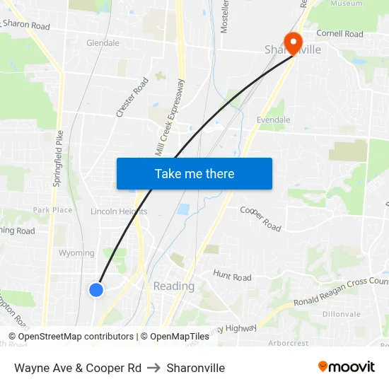 Wayne Ave & Cooper Rd to Sharonville map