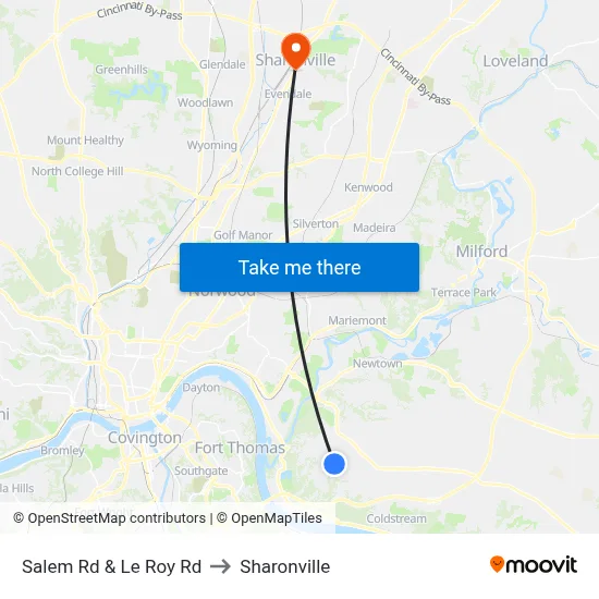 Salem Rd & Le Roy Rd to Sharonville map