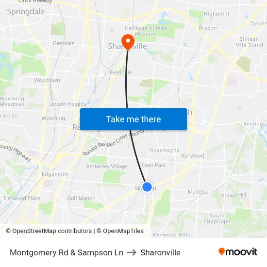 Montgomery Rd & Sampson Ln to Sharonville map
