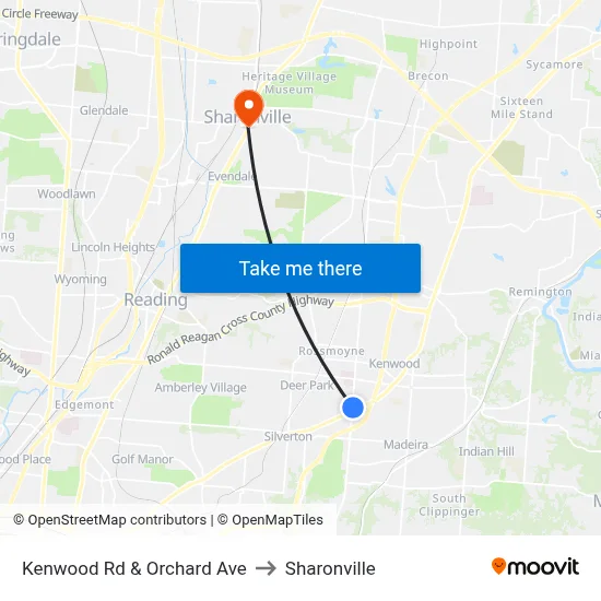 Kenwood Rd & Orchard Ave to Sharonville map