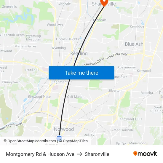 Montgomery Rd & Hudson Ave to Sharonville map