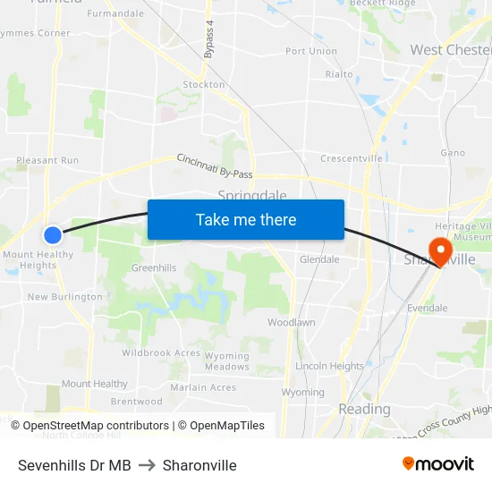 Sevenhills Dr MB to Sharonville map